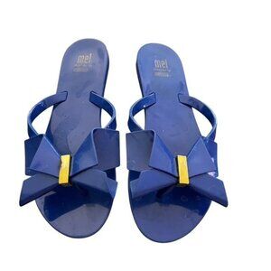 Mini Melissa Girls Blue Bow Flip Flops Size 2